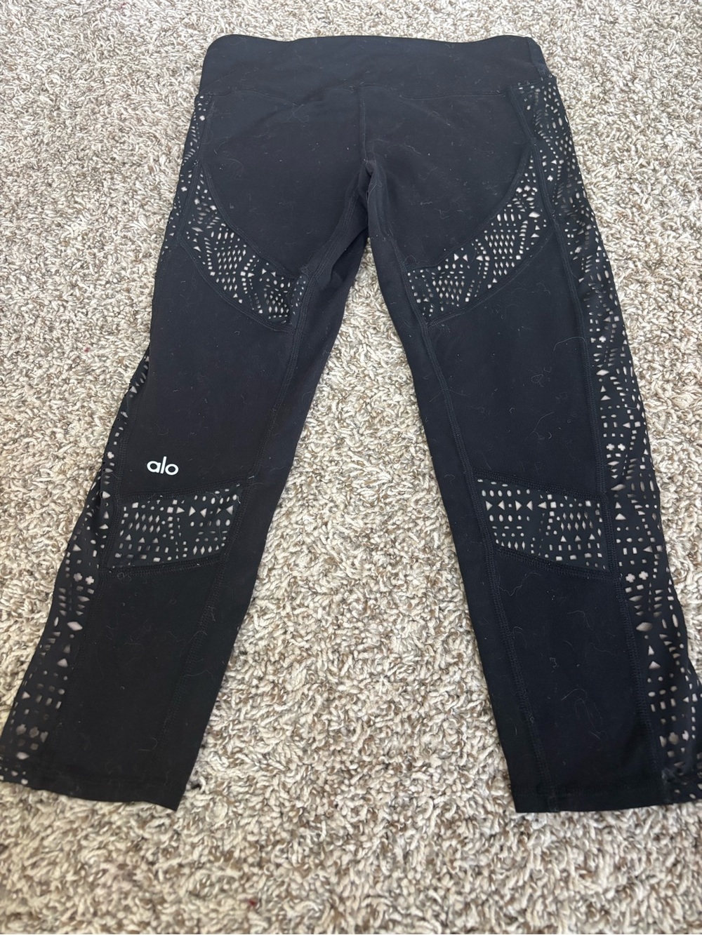 Alo Black Laser-Cut Leggings
